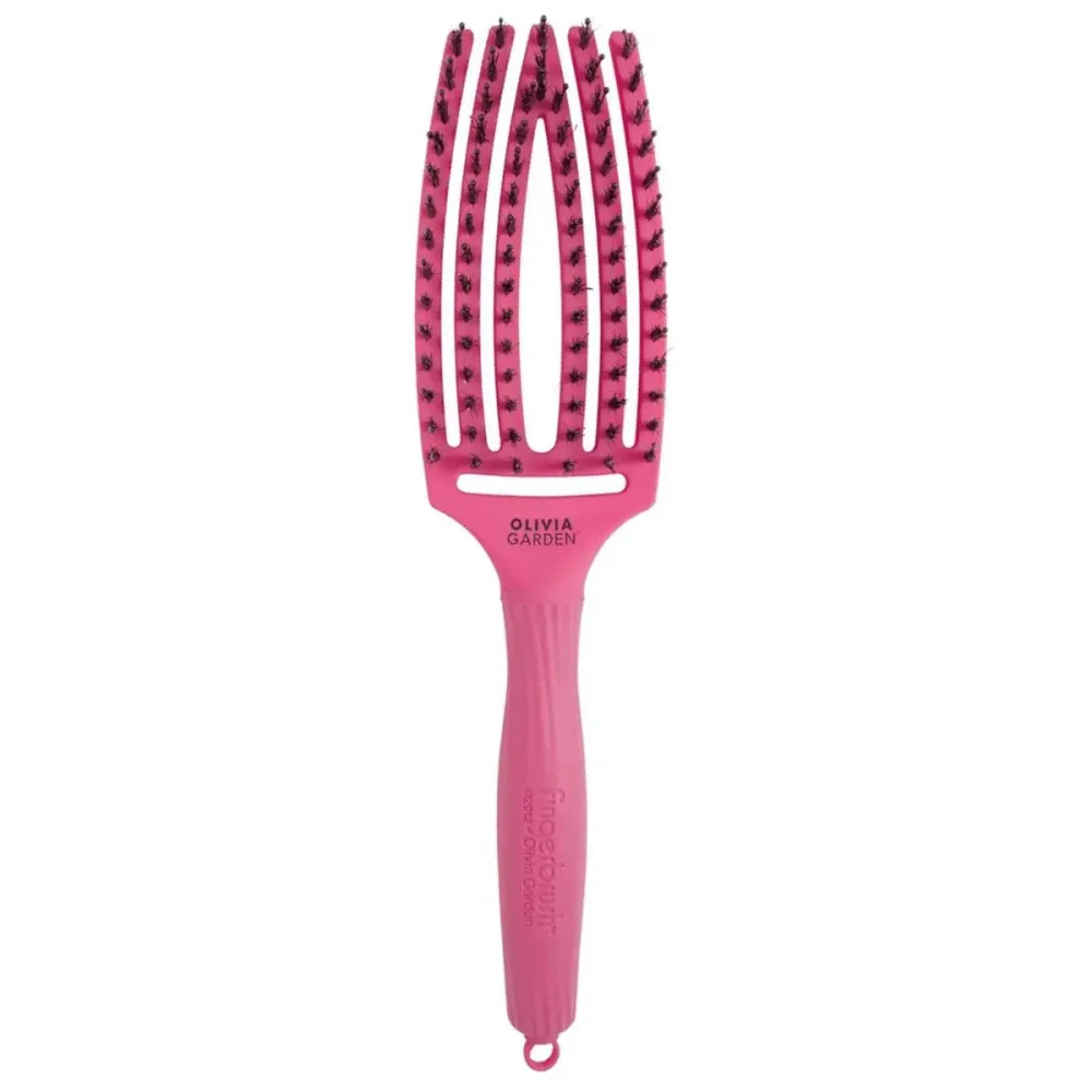 Olivia Garden Fingerbrush Care Iconic Boar & Nilon Hot Pink Medium