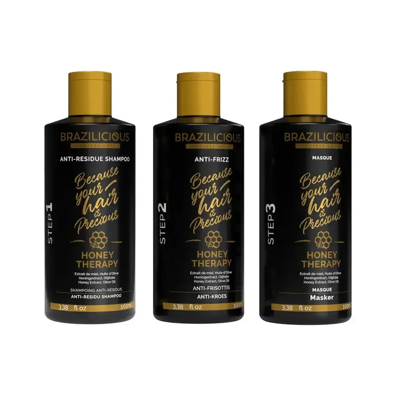 Kit de Traitement à la Kératine Brazilicious Honey Therapy 3x100ml