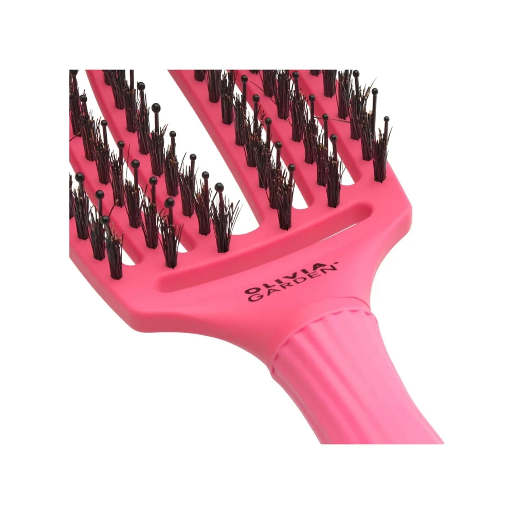 Olivia Garden Fingerbrush Care Iconic Boar & Nilon Hot Pink Medium