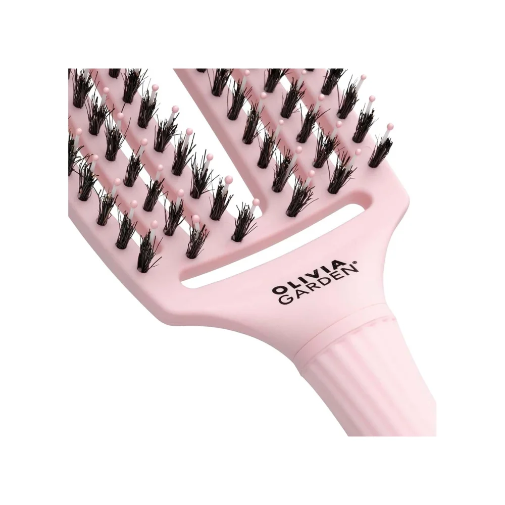 Olivia Garden Fingerbrush Care Iconic Boar & Nilon Pastel Pink Medium