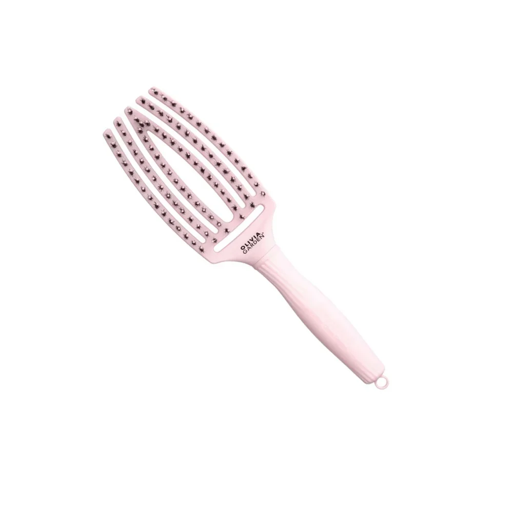 Olivia Garden Fingerbrush Care Iconic Boar & Nilon Pastel Pink Medium